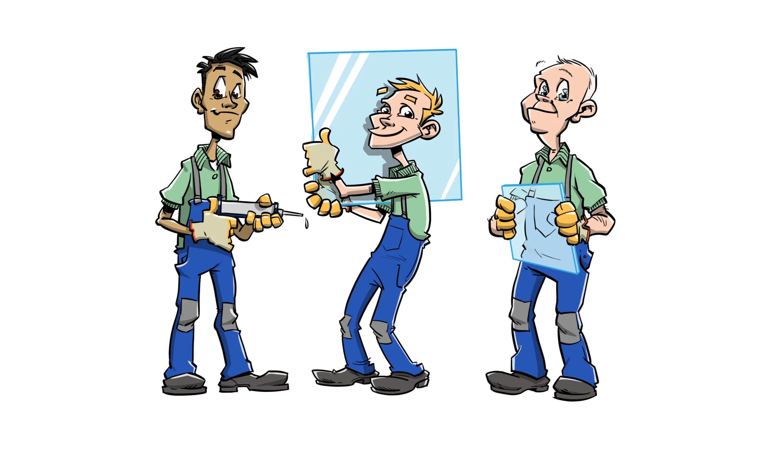 Team van glaszetters