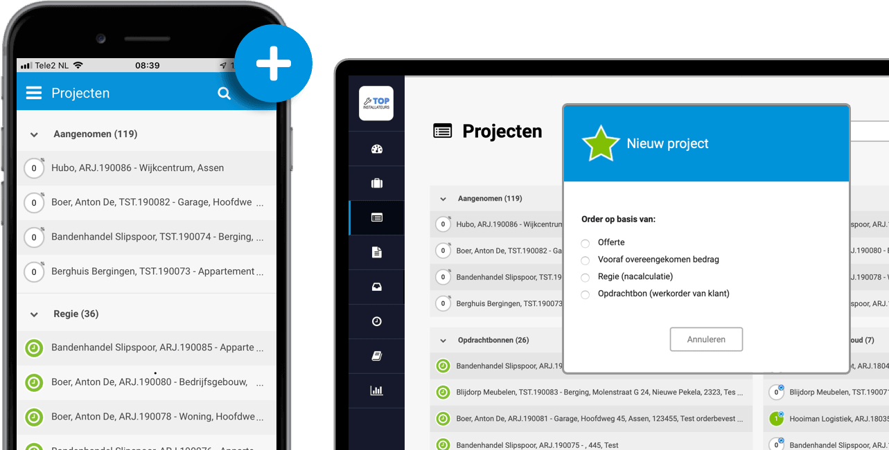 Projecten interface mobiel en tablet