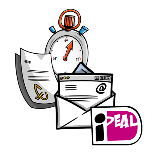 Timer, factuur, mail en IDeal klant ervaring graphic 