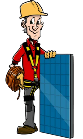 Zonnepaneleninstallateur met zonnepaneel in de hand en werk kleding aan