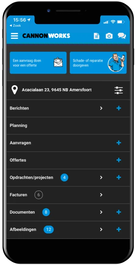 Projecten overzicht installateur