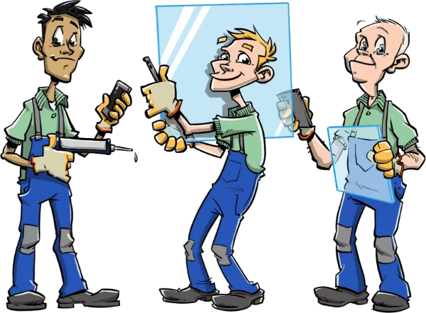 Blije glaszetter met glas in handen